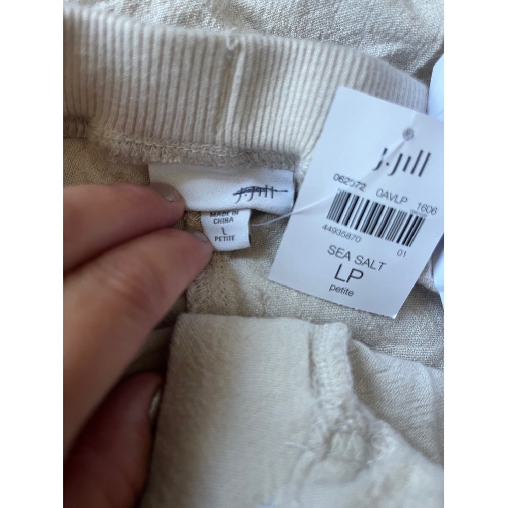 J. Jill Pure Linen Cropped Pants Sea Salt Beige Petite Large LP NWT 062072 - Picture 13 of 15